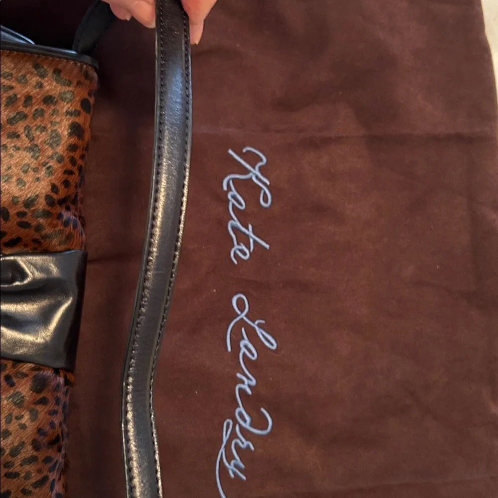 Kate Landry Black and Brown Leopard Print Shoulder Bag
